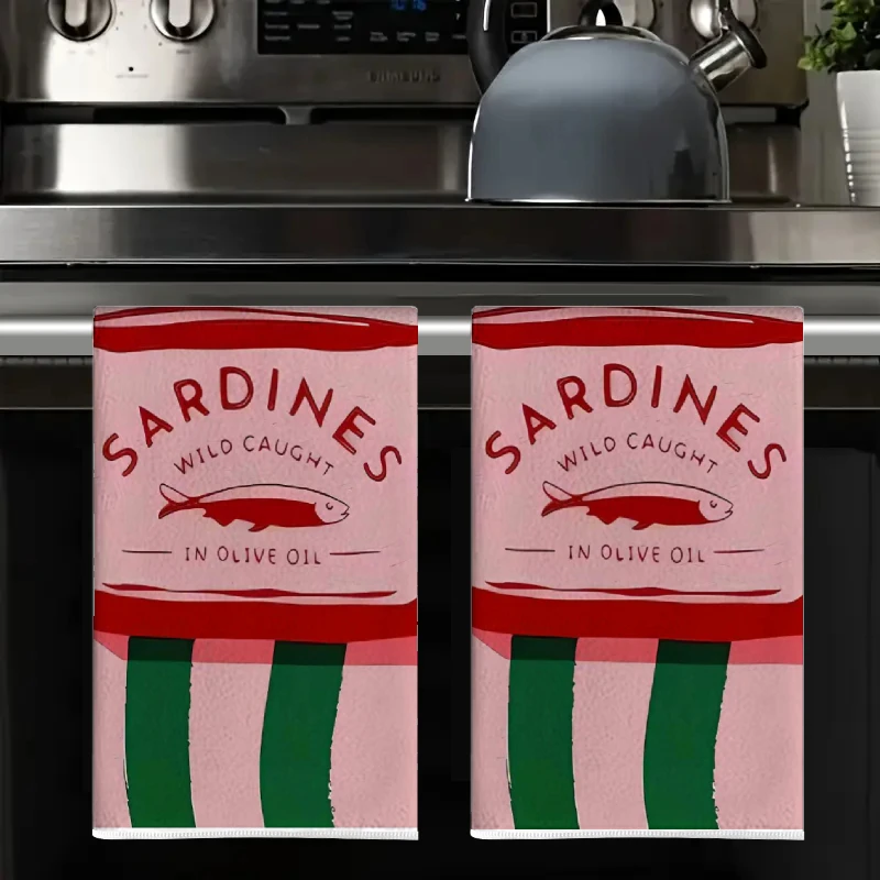 2Pcs, Pink and Green Striped Sardine Kitchen Towels, 40Cm*60Cm Towel Set, Best Kitchen Towels, Super Absorbent Soft Cleaning Cloth, Cooking and Baking Tea Towels, Hand Towels, Cleaning Cloths, Dishcloths, Kitchen Decor, Living Room Decorations, Kitchen Essentials, Home Essentials