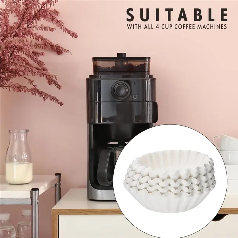 ABUN Coffee Filters 200 Count White Basket Filters for 4-6 Cup Coffee Makers Disposable Paper Brew Filters