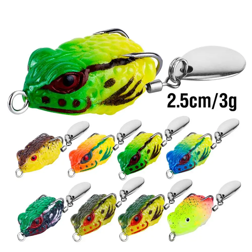 

2.5cm/3g Mini Frog Fishing Lures With Spoon Double Hooks Artificial Fake Bait Soft Jump Frog Bait Dropshipping