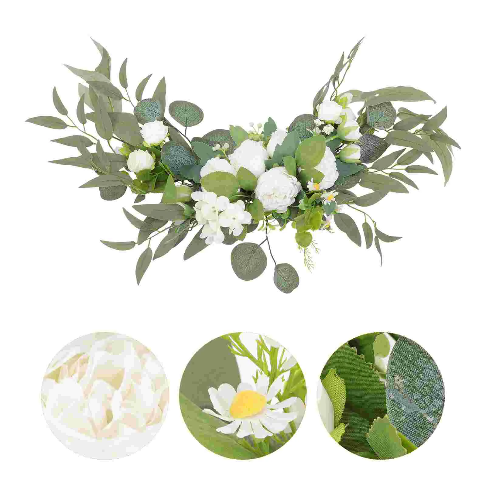 

2 Pcs Wedding Artificial Flowers Rose Garland Arch for Arches Ceremony Spring Wreaths Eucalyptus Fake Decoration Floral Swag