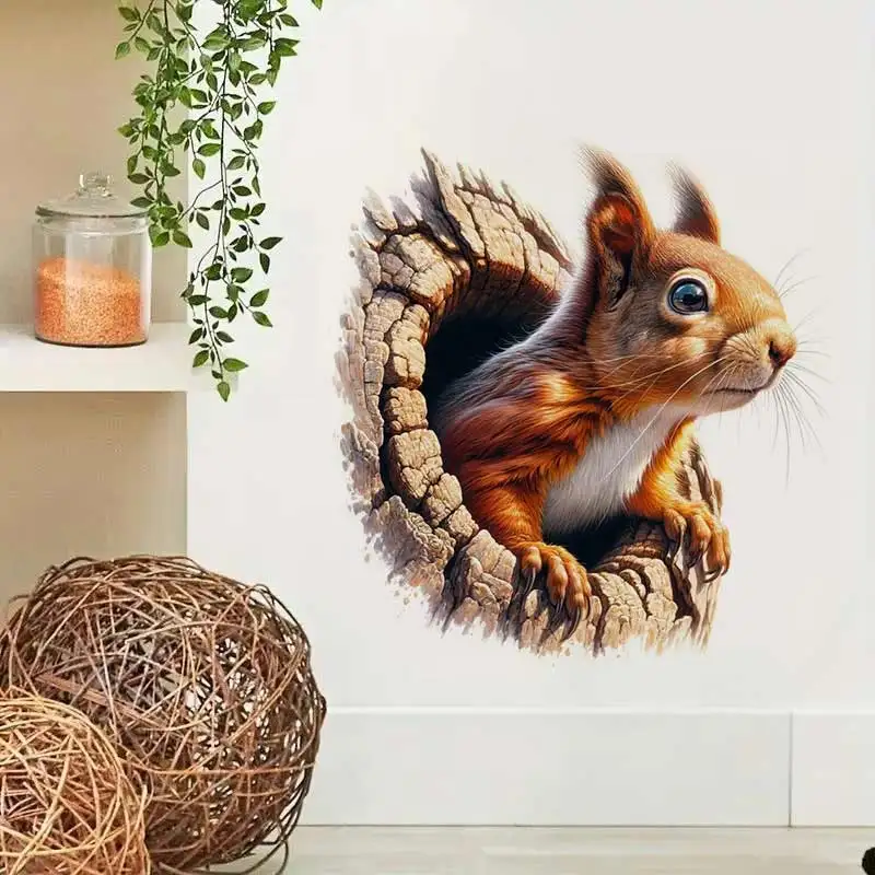 Beautiful Squirrel Wall Sticker Self-Adhesive Stickers Bedroom Entryway Living Room Porch Home Decoration Waterproof Decals S771