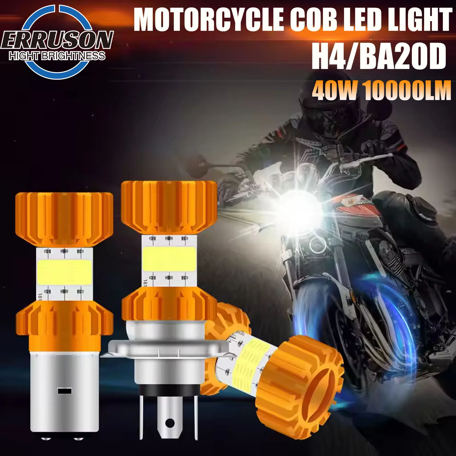Erruson 40 واط 10000LM دراجة نارية المصباح H4 BA20D CSP 12 فولت LED موتو عالية/منخفضة شعاع Led لمبات السوبر مشرق Autobikee