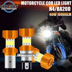 Erruson 40W 10000LM Motorcycle Headlight H4 BA20D CSP 12V LED Moto High/Low Beam Led Bulbs Super Bright Autobikee