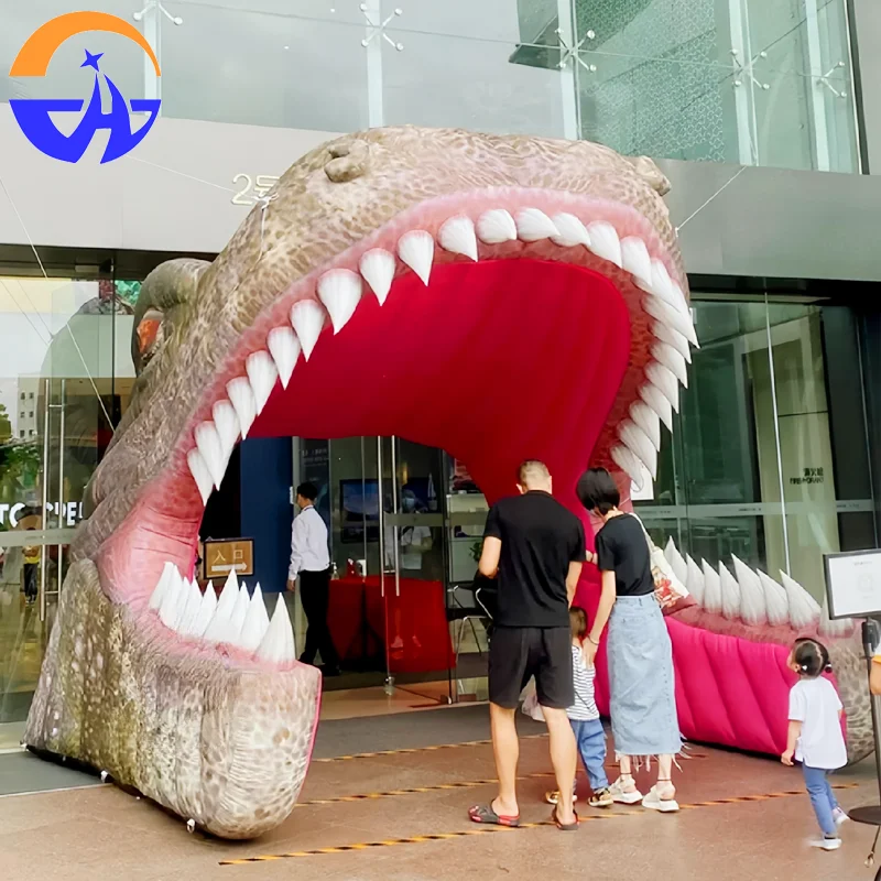 Inflatable Realistic T-Rex Head Arch Air Model, Dinosaur Passage Decor Prop for Dinosaur Park, Themed Event & Outdoor Exhibition