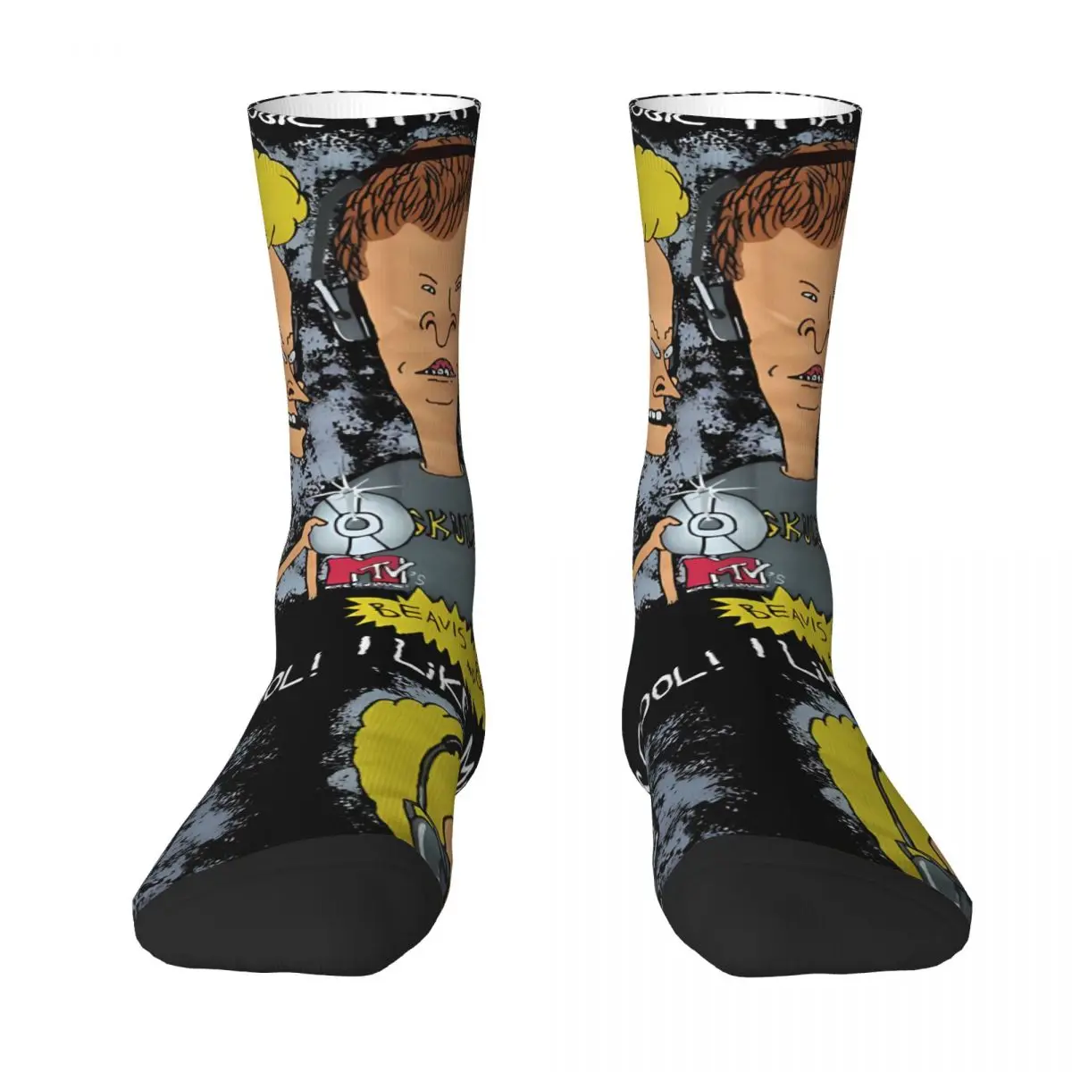 Hip Hop Vintage Hip Crazy Men's compression Socks Unisex Beavis and butt-head Harajuku Seamless Printed Funny Novelty Happy Crew