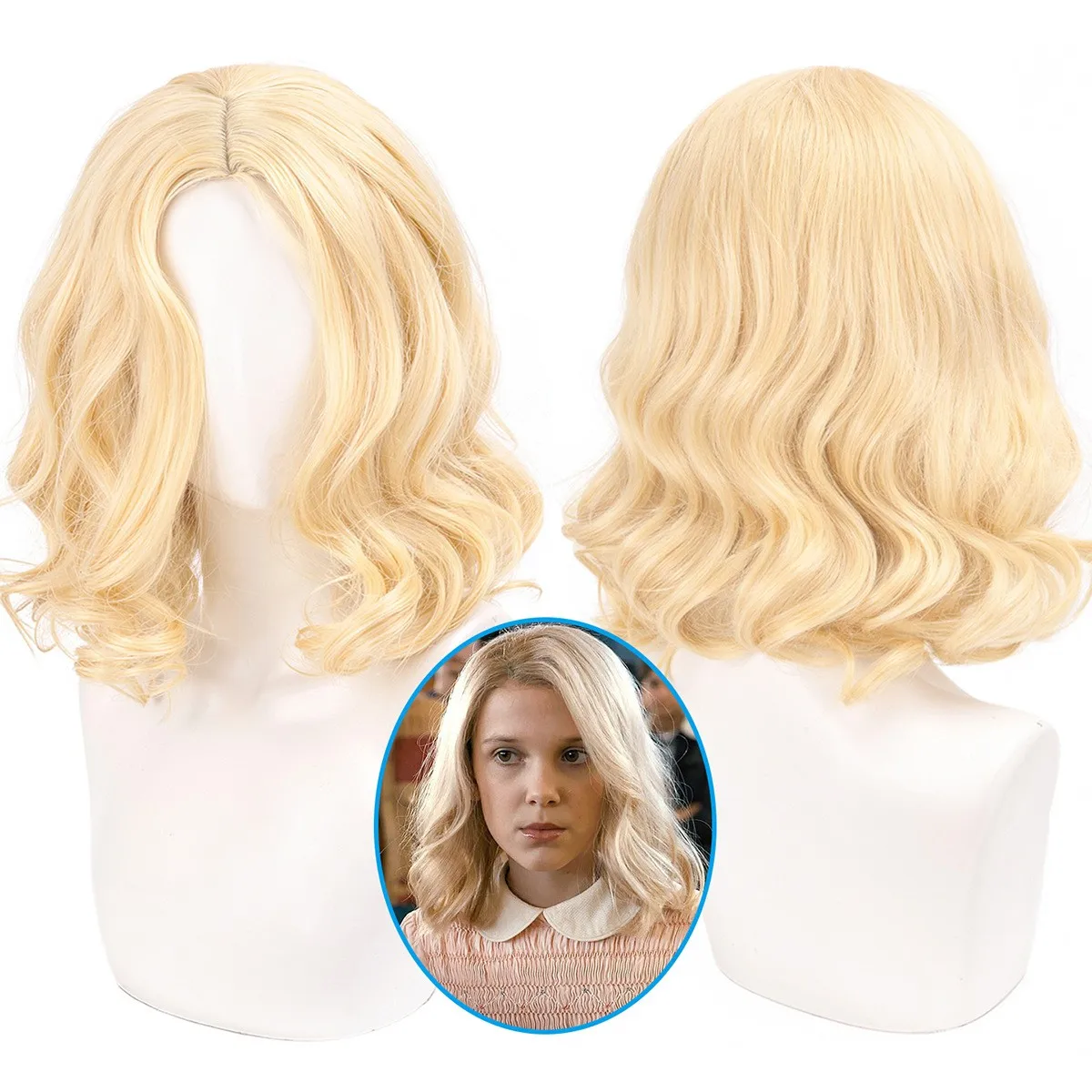Strange Movie Eleven Cosplay Wig Golden Middle Part 11 Eleven Heat Resistant Synthetic Hair Halloween Party Role Play