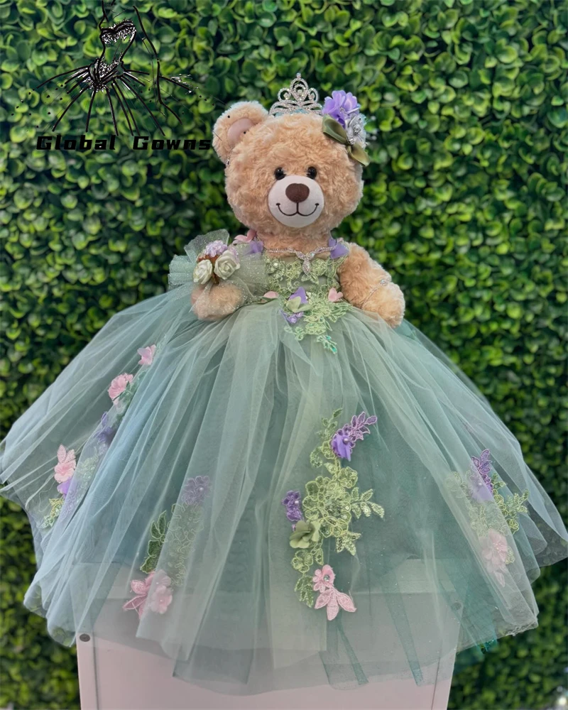 Green Special Link For Personalized Quinceanera Teddy Bear Dress Beaded Exquisite Flowers Appliques Robe De Bal Customized
