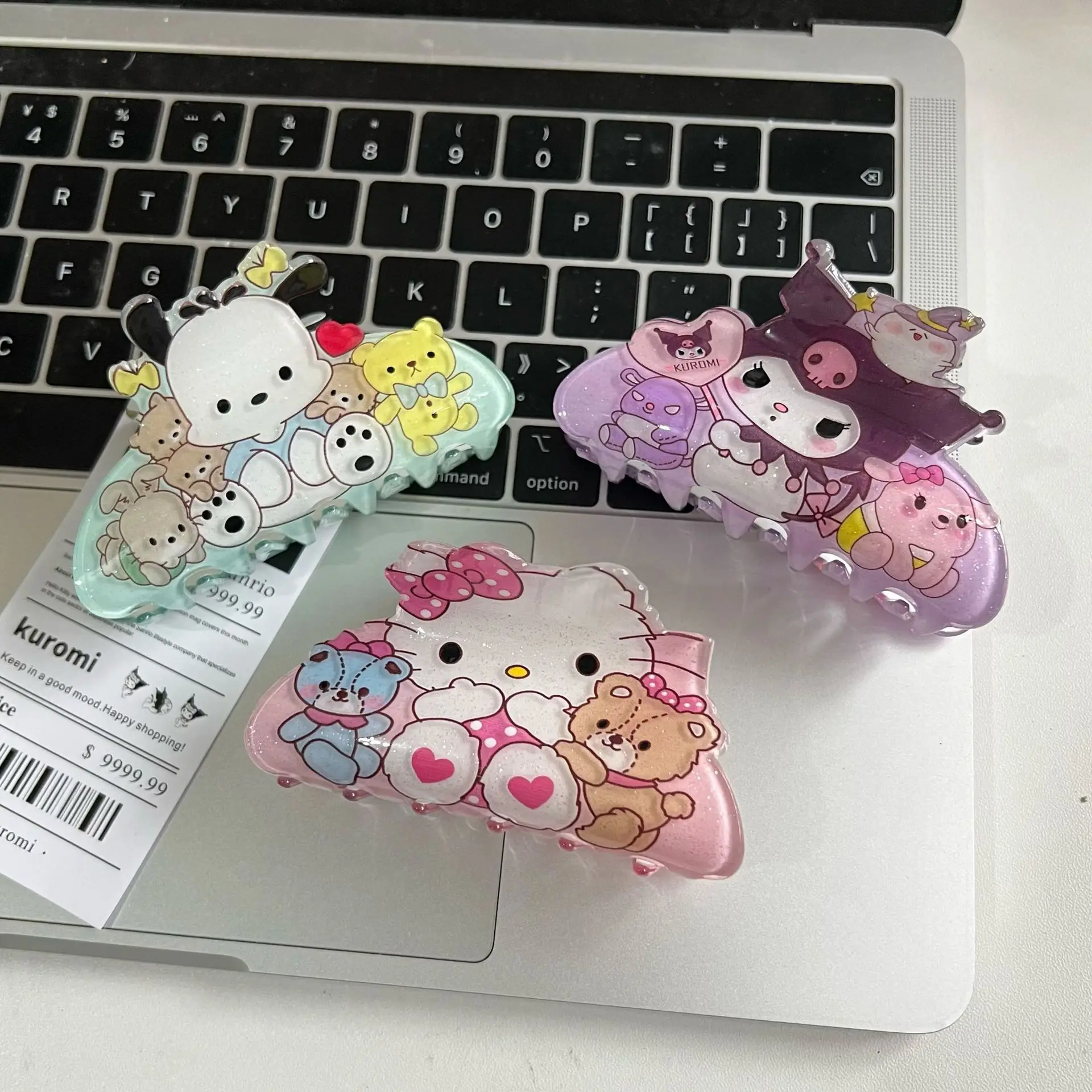 Hello Kitty Sanrio Acrylic Hair Claw Clip Cinnamoroll Kuromi Kawaii Hair Clip Shark Clip Anime Hair Accessories Girls Cute Gift