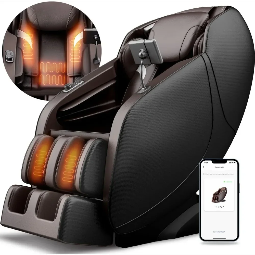 

Full Body Massage Chair, Shoulder Back Calf Heat, Auto Scan, USB Port, Thai Stretch, 12 Modes, SL Track, APP Massage Recliner