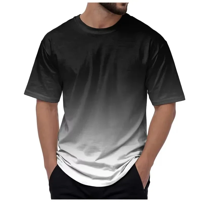 American Simple Solid Color Gradient 3Dprint Breath Quickdry Men Large-size Tshirt Outdoor Street Fashion Parent-Child Clothing