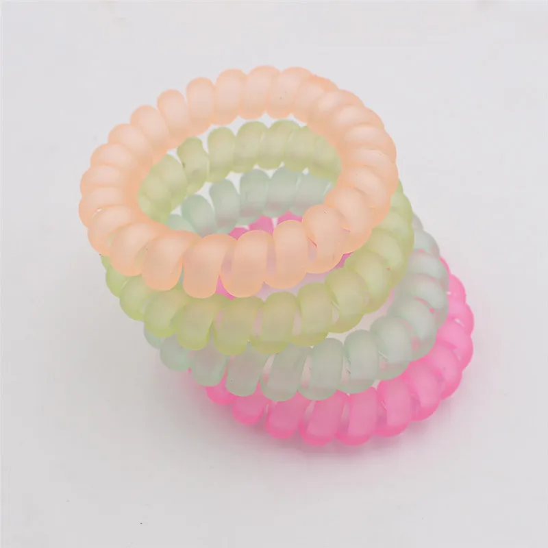 2022 New Women  Heart Stars Telephone Wire Rubber Bands Stretchy Colors Non-mark Spiral Coil Ropes  5.5cm Solid Hair Ties 10pcs