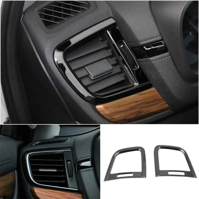 Fit For Honda CRV CR-V 2017-2021 Black Steel Console L&R Air Outlet Vent Trim