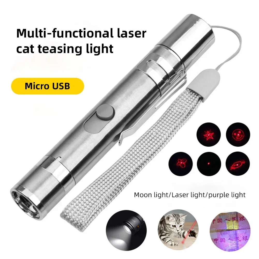 Pointers USB Rechargeable 3-in-1 Flashlight Infrared Multifunctional Built-in Battery Detector Lighting Pet Cat