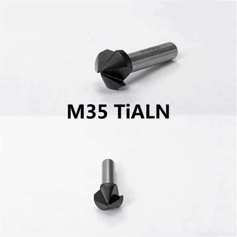 90 Degree M35 Cobalt TiAlN Coated Chamfer Countersink Drill Bit 3 Flutes Deburring Stainless Steel Reaming Chamfering Cutter