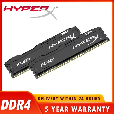 DRAM HyperX Fury Originale, 8 Go, 16 Go, 32 Go, DDR4, 3600MHz, 3200MHz, 2666MHz, 2400MHz, 2133MHz, CL18, CL16, 1.35V, DIMM 288Pin