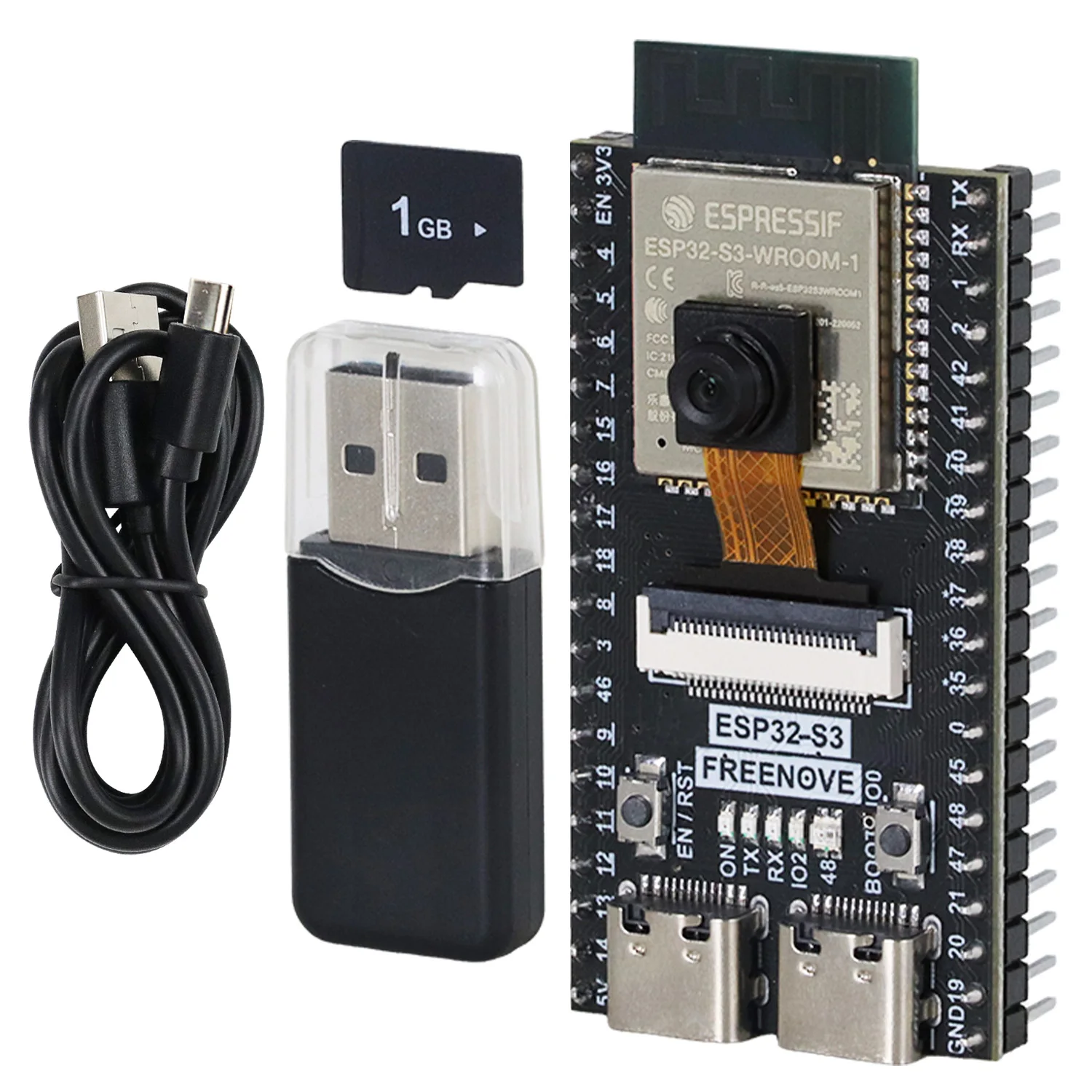 �y�Z�[�����zFreenove ESP32 ESP32-S3 �J�����{�[�h�L�b�g 1GB�J�[�h�AUSB-OTG WiFi+BT�A240 MHz 32�r�b�g�f���A���R�A�APython C�R�[�h�A�T���v���`���[�g���A��