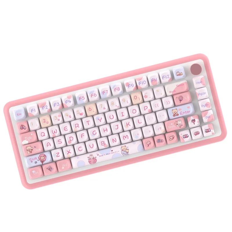 Imagem -05 - Teclado Temático Marshmallow Key Cap Altamente Personalizado Sublimação Térmica Pbt Bonito e Legal Mecânica Moa 112 Chaves 120 Chaves