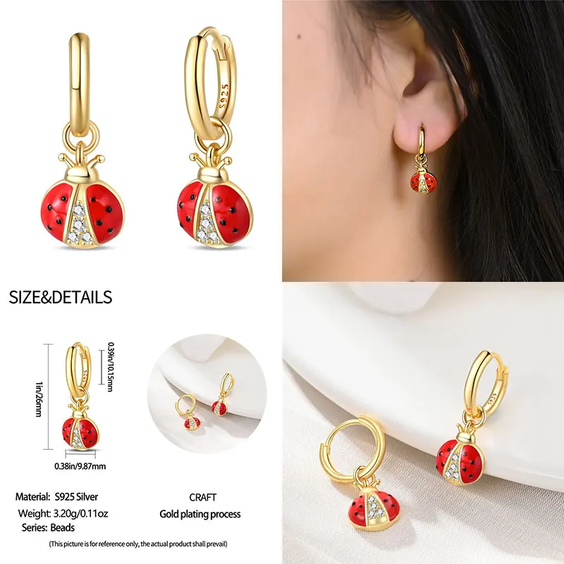 100% 925 Silver Gold Koi Ladybug Butterfly Ladies Earrings DIY Jewelry Making For Women Gift