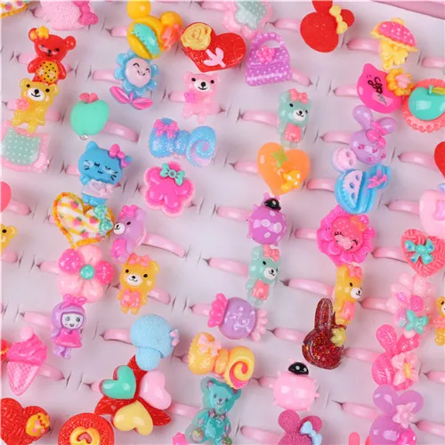 10Pcs/Set Lovely Mixed Lots Cute Cartoon Children/Kids Resin Rings Jewelry Gift