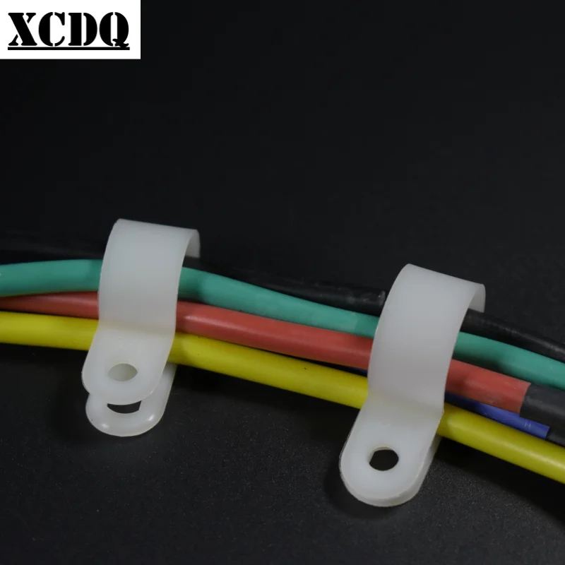 500/1000pcs R Shape Cable  Holder Screw Fixed Plastic Cable Clips Electric Wire Clamp Cord Router Manager for Office Desk