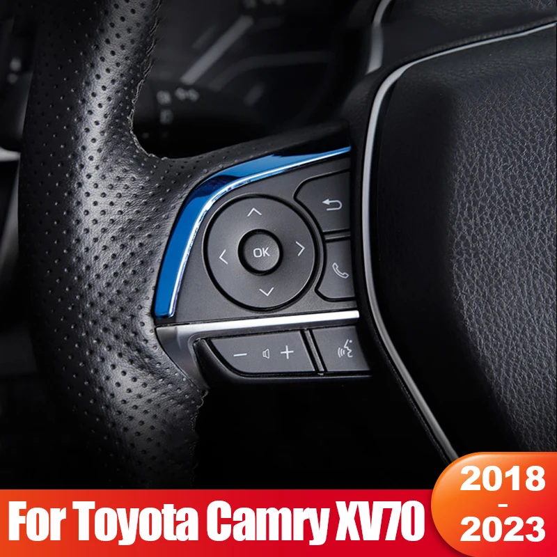 

For Toyota Camry 70 XV70 2018 2019 2020 2021 2022 2023 Hybrid Car Steering Wheel Emblem Trim Ring Button Cover Accessories