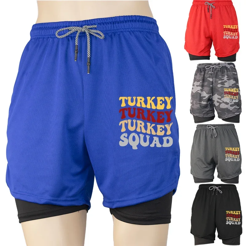 

Мужские летние шорты для бега в тренажерном зале 2 в 1, быстросохнущие дышащие шорты с карманом для телефона