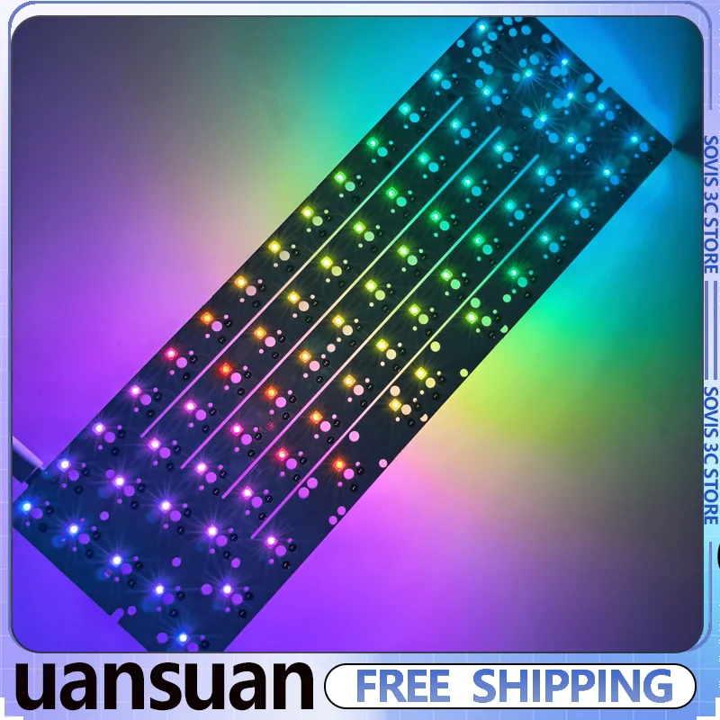 Uansuan GH60 Keyboard PCB RGB Tri-Mode/Dual-Mode Keyboard positioning board 64-Key Left-Shift Layout PCB Keyboard Accessories