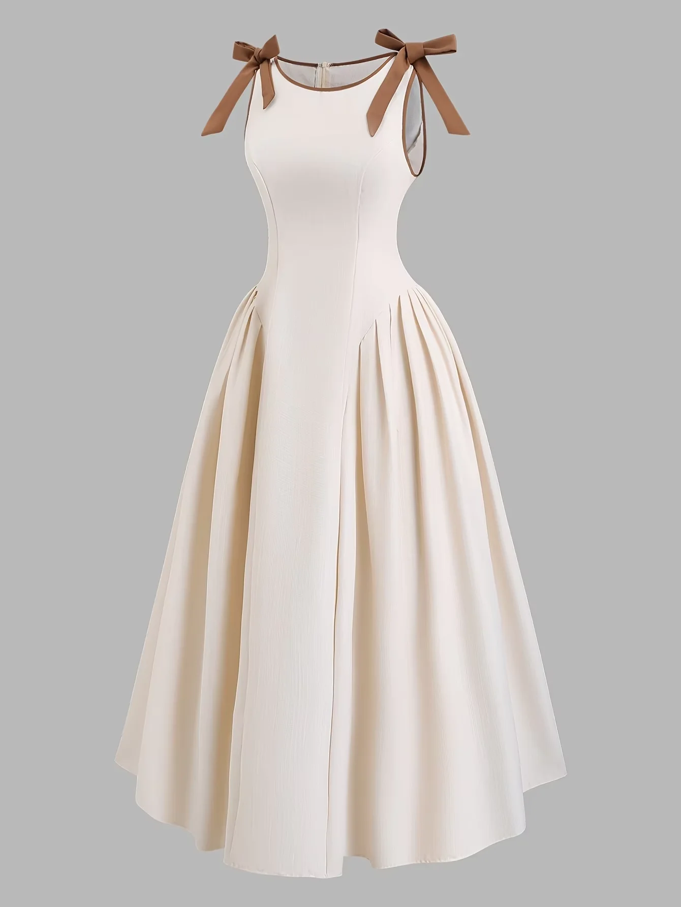 

Plus-size Women's Elegant Sleeveless Bow-Shoulder Ruched A-line Gown - Retro Formal Cocktail Wedding Guest Dress