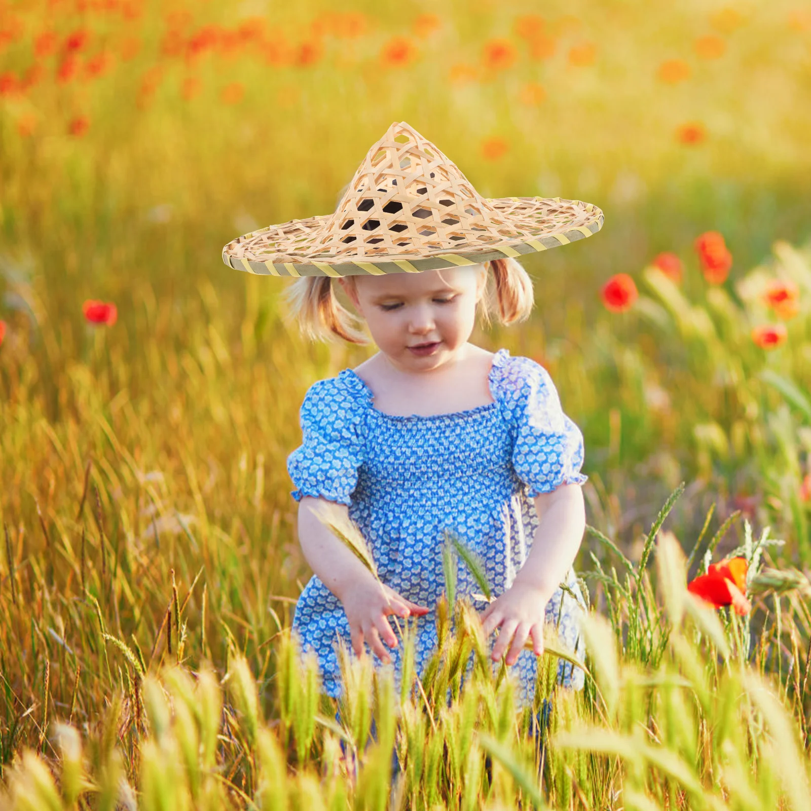 الخيزران النسيج قبعة الكبار الأداء الشرقي خفيفة الوزن تأثيري حزب الدعامة ريفي جوفاء المنسوجة المرحلة زي التبعي