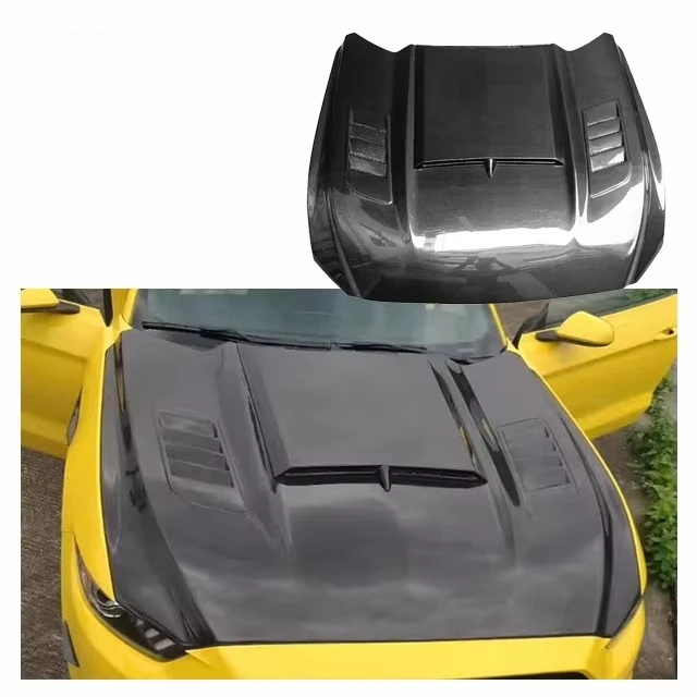 

Карбоновый капот нового стиля для Ford Mustang S550 15-17, обновленный комплект кузова в стиле Longhole, капот двигателя Mustang