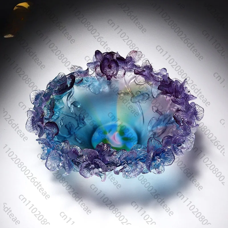 Luxury Liuli Fruit Tray Rose Decorative Plate Practical Table Ornament Artwork For New House Living Room