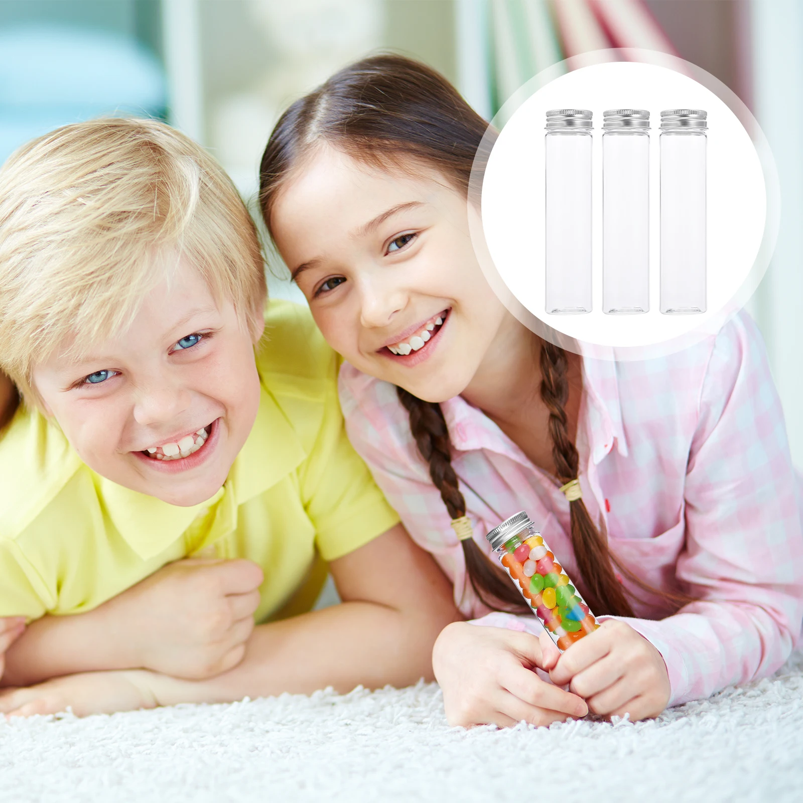 

10 pcs Flat-Bottomed Clear Plastic Test Tubes Premium Pet Hard Shell Travel Lotion Containers 110Ml Leakproof Screw