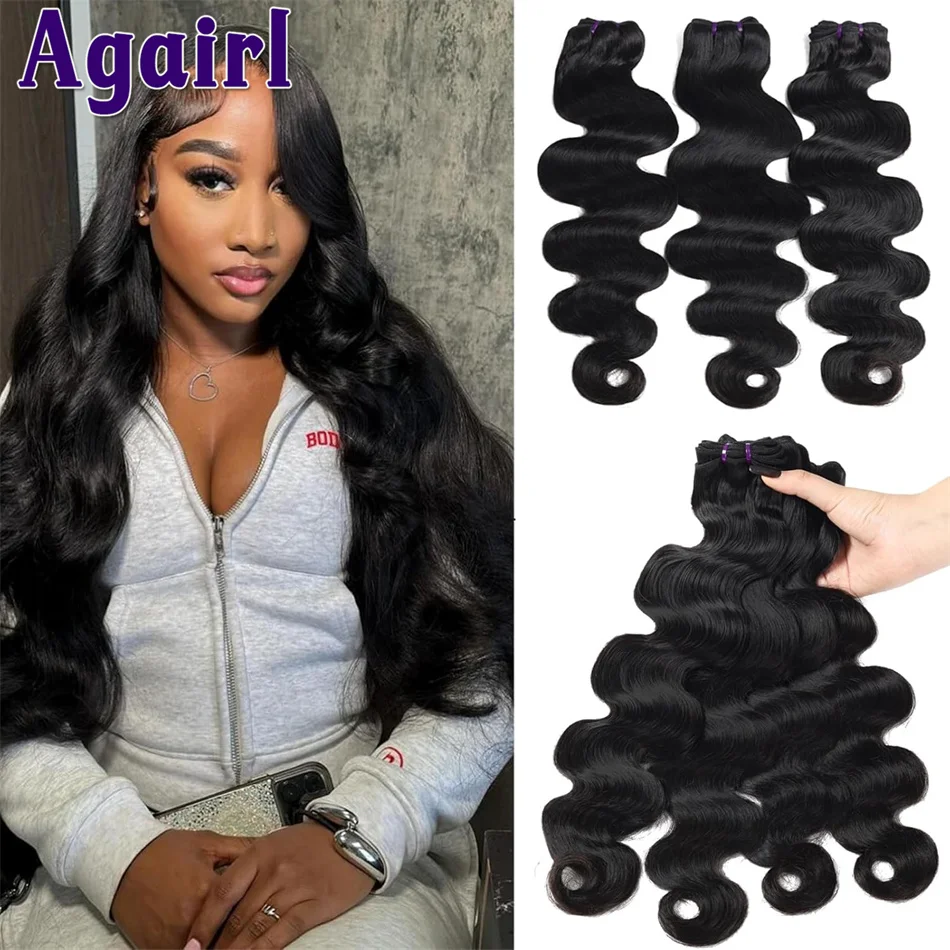 

28 30 Inches Body Wave Human Hair Bundles Deal Brazilian Loose Wave 3/4 Bundles Raw Virgin Hair Extensions for Women Double Weft