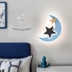 Children Room Decoration Wall Lamps Rocket Star Moon Shape Acrylic Lampshade Sconce Lights LED Kid Indoor Bedroom Sconce Lustres