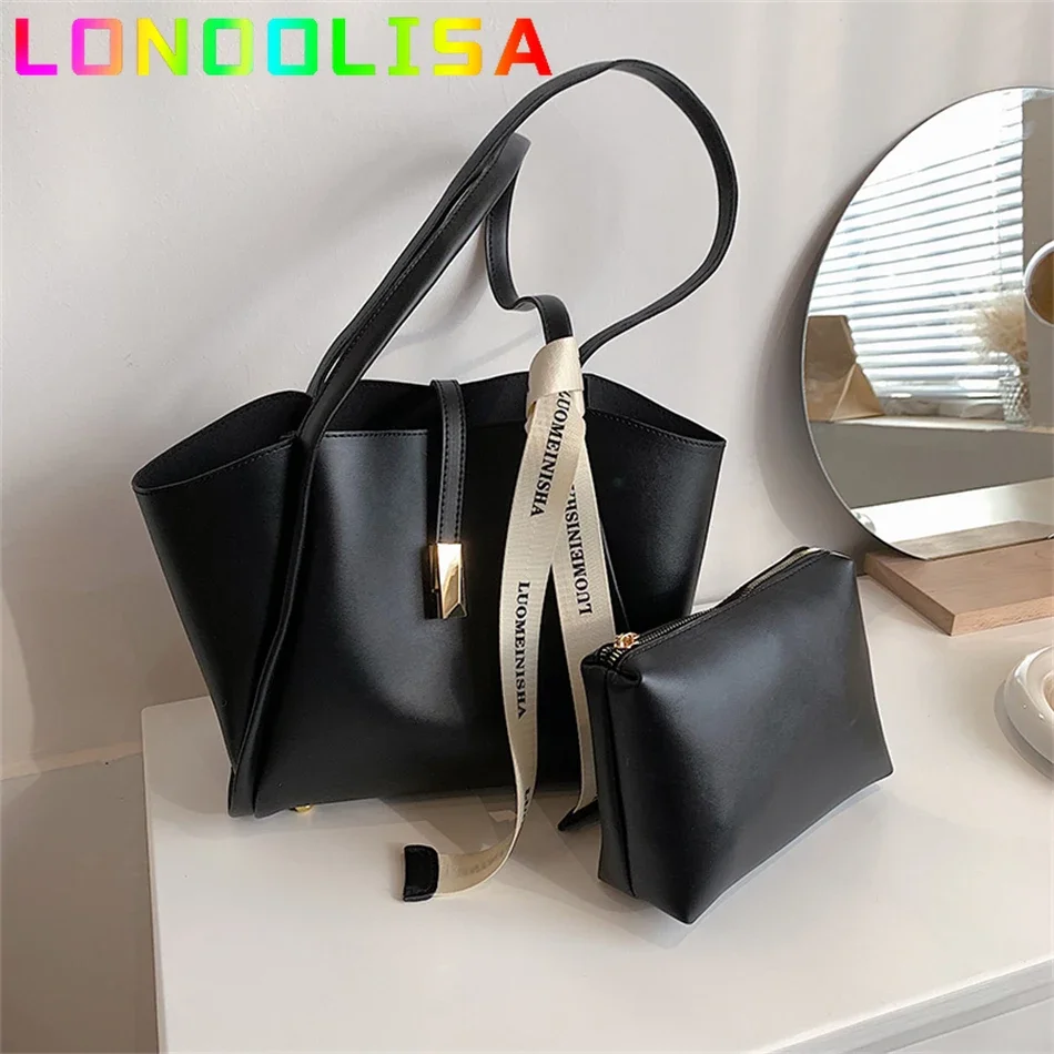 2 Pcs Composite Tote Bag for Female 2024 Summer Trendy Women\'s Designer Handbag Luxury Large Capacity Shoulder Green Shopper Sac