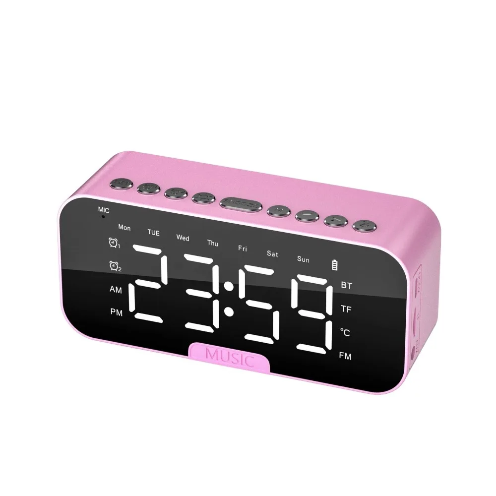 

5-in-1 FM Radio Alarm Clock LED Digital Display Sleep Timer Small Digital Clock Bluetooth Speaker Digital Table Calendar Office