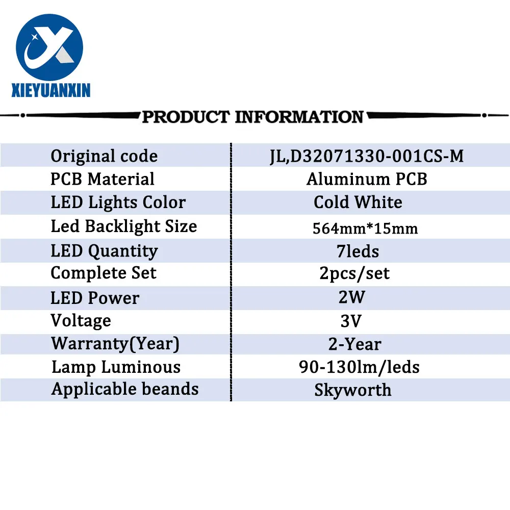 3V 2W TV Backlight ไฟ LED สําหรับ Skyworth 32 นิ้ว JL.D 32071330 -001CS-M 2 ชิ้น/เซ็ตแบ็คไลท์ทีวีแถบ LED 32X6 32K5C 32E1 32A 32E381