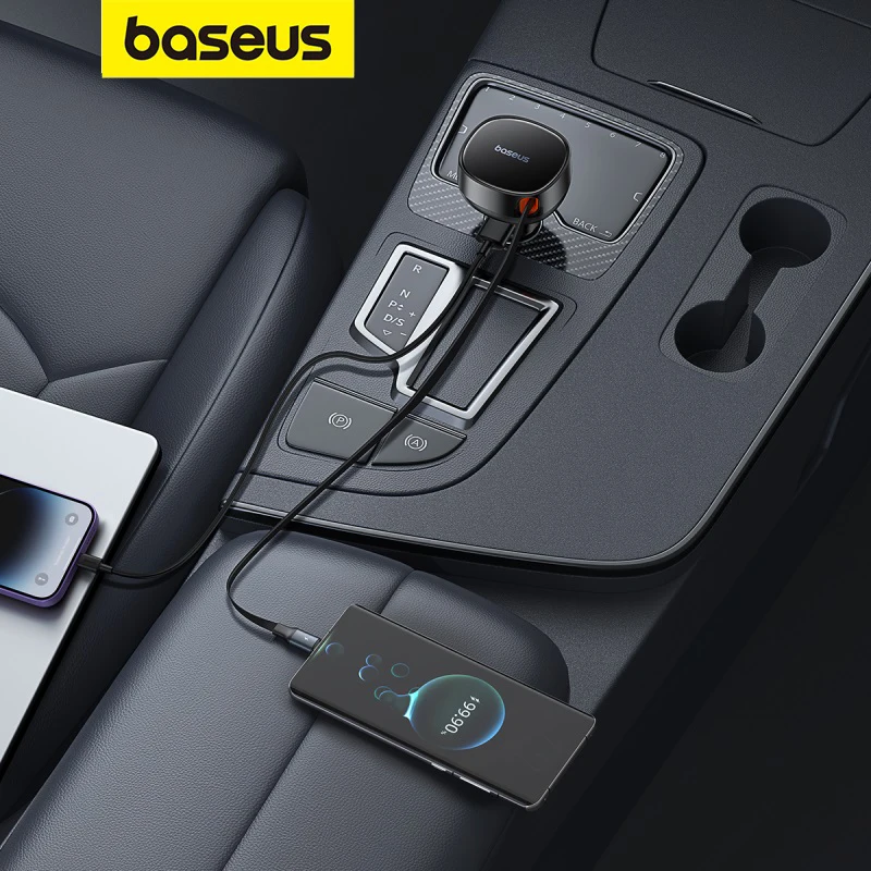 Baseus auto ladegerät 55w pd qc schnell aufladen einziehbares kabel für iphone 12 13 14 pro max usb typ c kabel für samsung s23 xiaomi