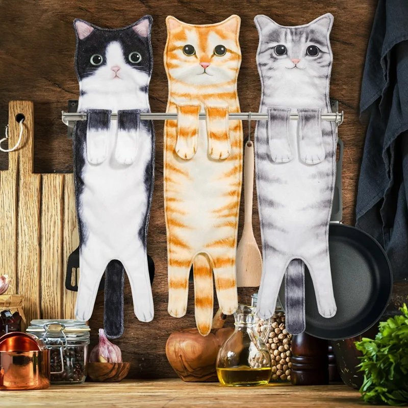 AA86 Funny Cat Hand Towels, Kitchen And Bathroom Hand Towels, Quick-Drying Soft Absorbent Microfiber Towels