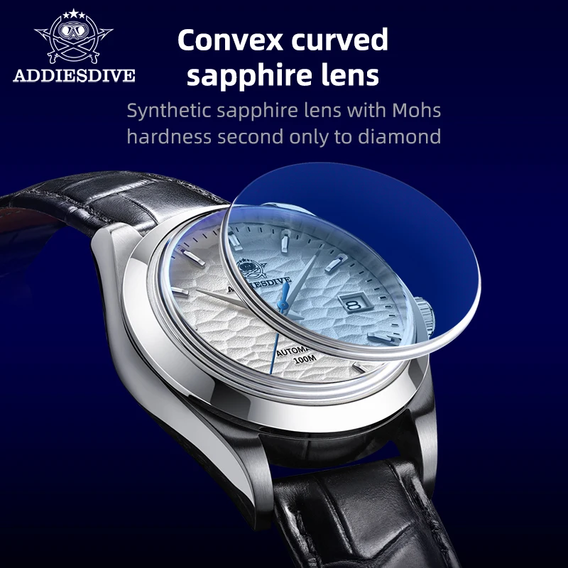 Addiesdive relógio automático de luxo nh35 vidro safira 39mm relógio de pulso masculino de negócios 100m à prova dwaterproof água relógios de aço inoxidável