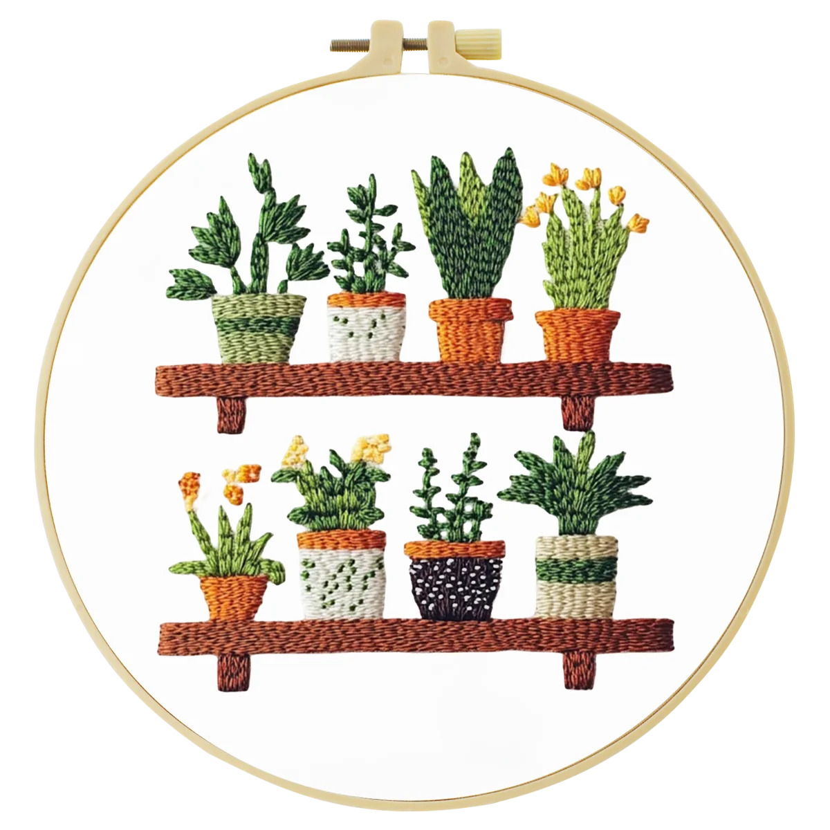 1 Stück 20X20CM/15X15CM 7,87/6,3 Zoll Topfpflanzen-Stickerei-Starter-Kit DIY-Kit DIY-Stickerei-Set Handarbeiten Nadelkunst – Detail 1