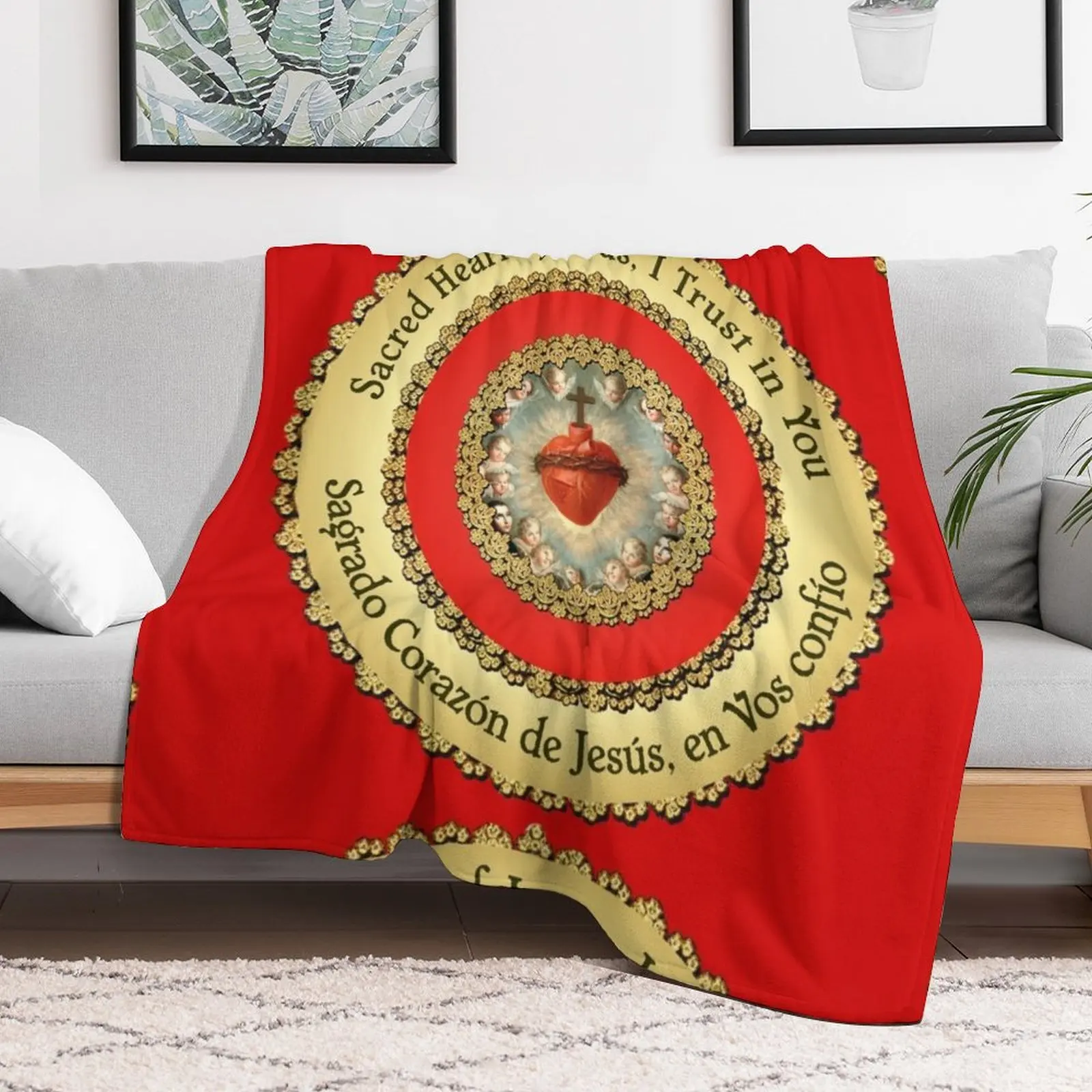 Sacred Heart of Jesus Spanish Sagrado Corazon Detente Catholic Prayer Bi-lingual 210 Throw Blanket Beautifuls Baby Blankets