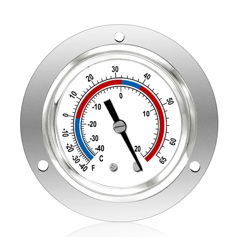 Pressure Thermometer Capillary Design Refrigeration Gauge, -40 To 65℉ / -40 To 20℃, 2Inch Dial Stainless Steel Panel Mount