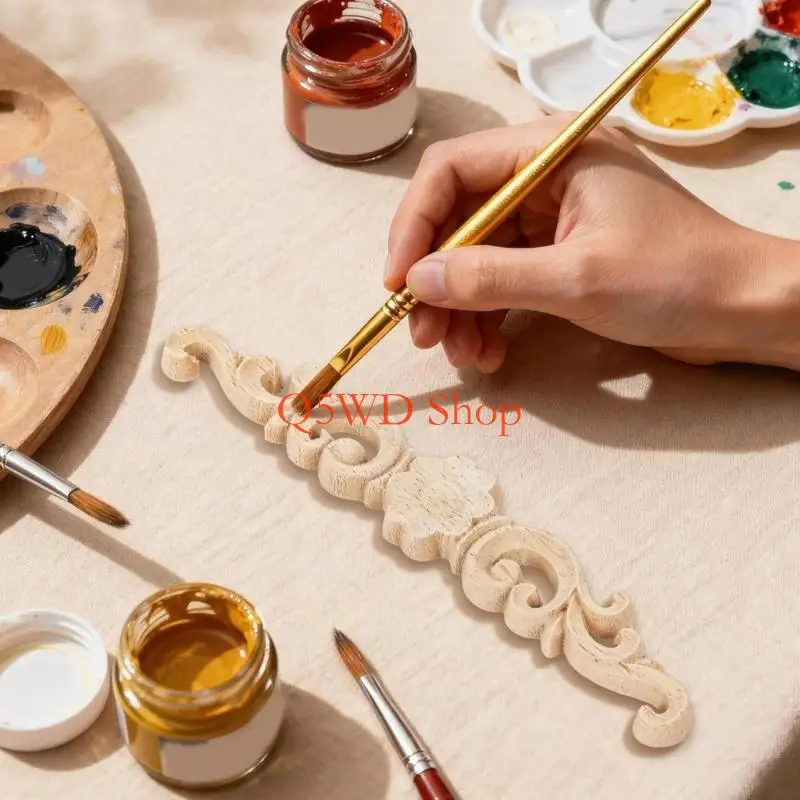 Q5WD 4Pcs DIY Home Decors Carved Appliques Onlays for Upgrading Wardrobe Cabinet Surfaces 6.3Inch Long
