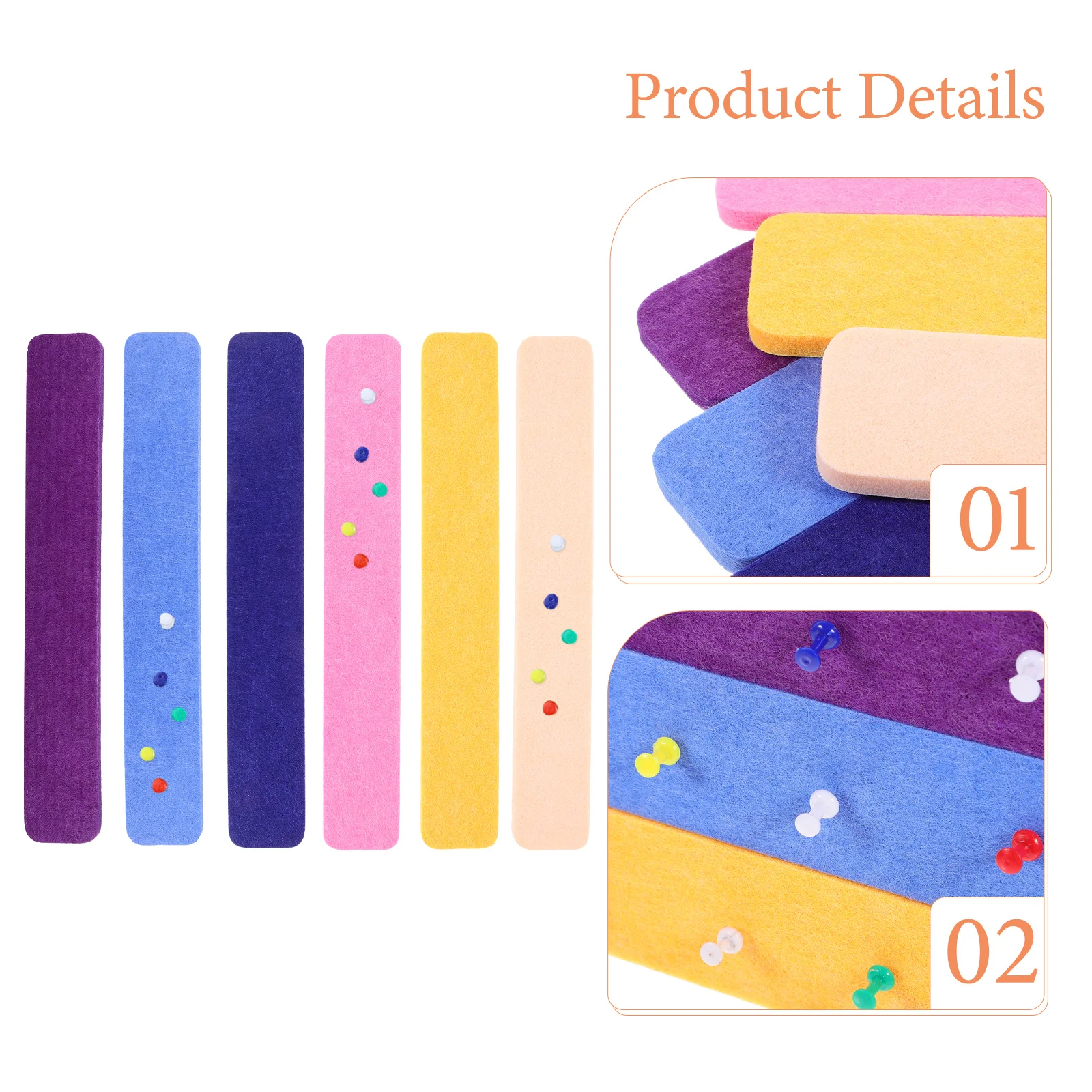 6 قطعة شرائط لوحة الإعلانات اللباد لوحات دبوس للجدران سهلة التركيب طويلة الأمد استخدام التصميم العملي شرائط مذكرة الزخرفية