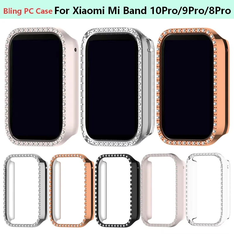 PC Hollow Case Cover For Xiaomi Mi Band 9 Pro 10 Pro 8 Pro Diamond Crystal Bumper Protective Cover Shell Accessorie Replacement
