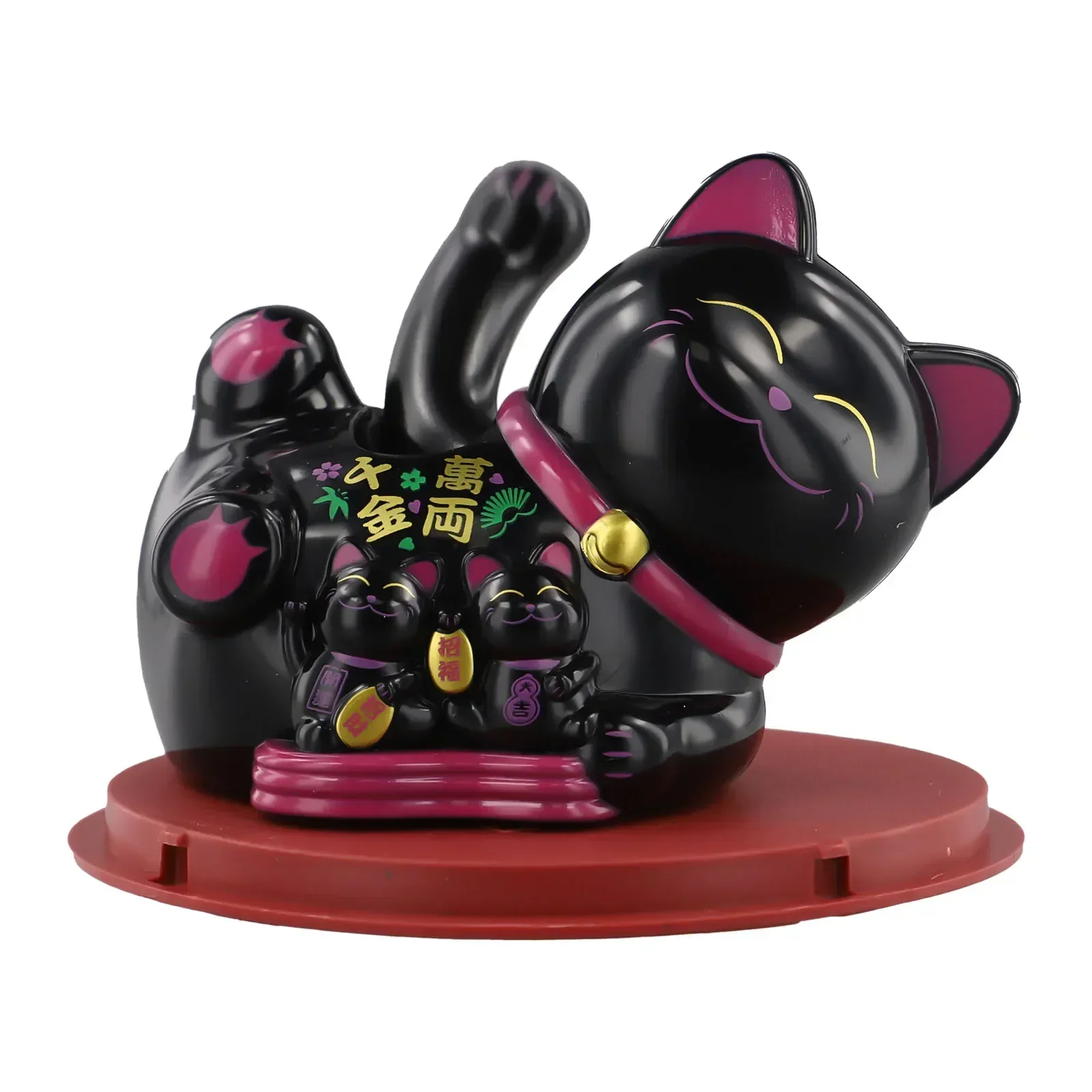 Solar Powered Maneki Neko Lucky Cat Welcoming Chinese Lucky Cat Waving Hand Beckoning Fortune Cat Figurines For Home Decor