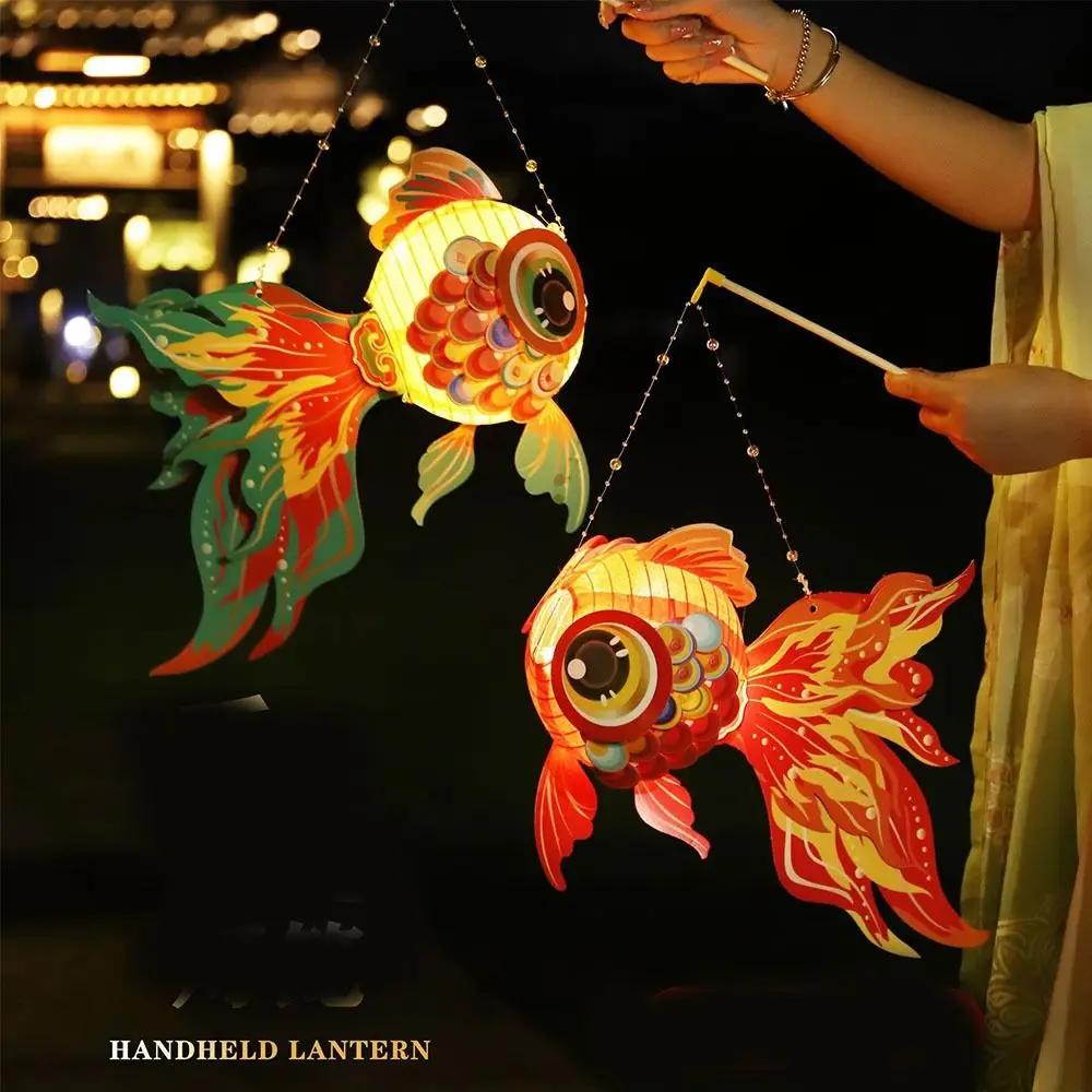 

Glowing Goldfish Lantern Handmade DIY Handcrafts Mid-Autumn Festival Lantern DIY Blessings Intangible Cultural