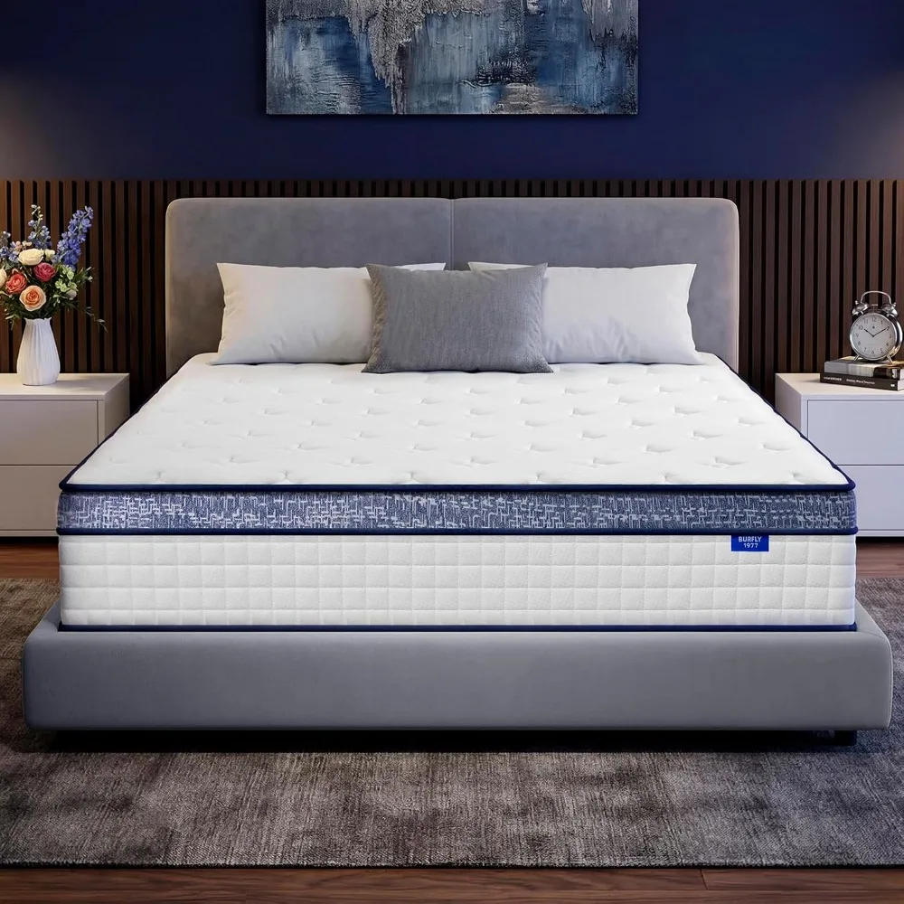 Queen Mattress, 12 Inch Hybrid Queen Size Mattresses in a Box, Memory Foam Individual Pocket Springs, Medium Firm Comfort