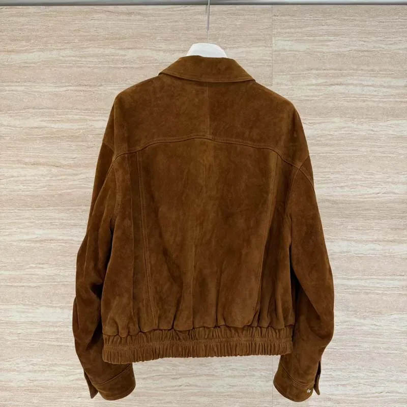 women coat autumn winter new fashion short length suede leather jacket natural real sheepskin high quality